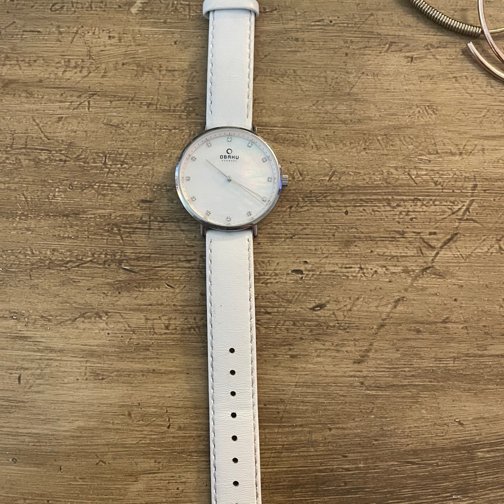White Leather Obaku Mother of Pearl Ladies Watch